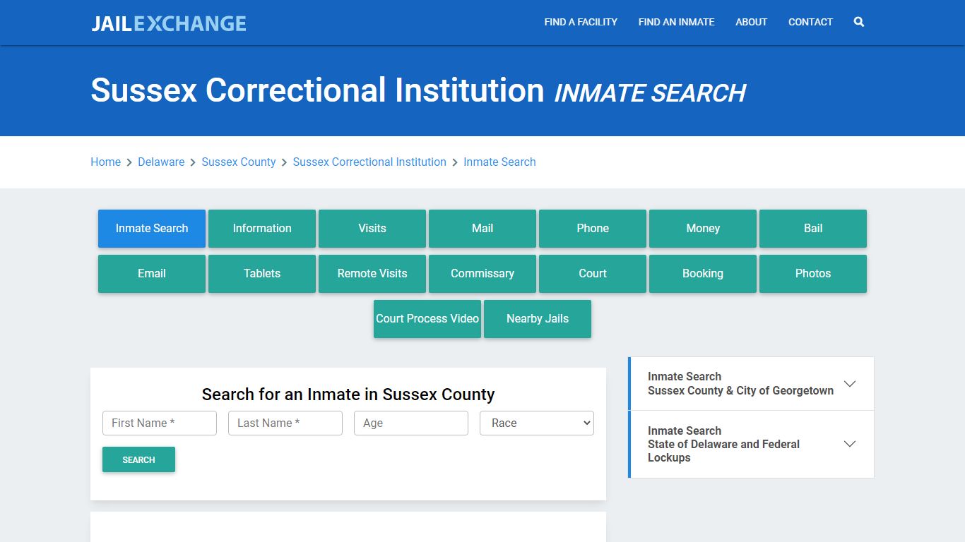 Sussex Correctional Institution Inmate Search - Jail Exchange