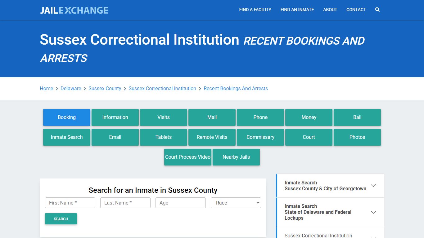 Sussex Correctional Institution Recent Bookings And Arrests - Jail Exchange